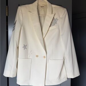 Zadig & Voltaire Cream Blazer with Silver Star Details